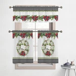 Laural Home Christmas Trimmings 36" Kitchen Curtain Valance And Tiers Set Open. Price: $22.99.