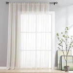 Fmfunctex Linen Sheer Sliding Door Curtains 84" - Beige Bedroom/patio New. Price: $44.82.
