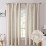 Tollpiz Short Linen Bedroom Rod Pocket Semi Sheer Curtains Burlap Lig... New. Price: $30.34.