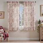 Jinchan Linen Blend Floral Curtains 63" - Peony Print, Brick Red, 2 Panels New. Price: $44.18.