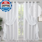 Bgment Greyish White Darkening Curtains 90 Inch Sheer Overlay For Bedroom New. Price: $71.47.