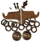Vtg Wood Curtain Ring With Eyelet Rod Bracket Holder Set Finial Drapery Hardware Used. Price: $40.00.