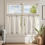 Jinchan Linen Kitchen Curtains 24 Length Striped Tier Ticking New. Price: $26.82.
