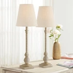 Regency Hill Loreno 24" High Faux Wood Whitewash Buffet Lamps Set Of New. Price: $69.99.