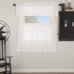 White Ruffled Farmhouse Sheer Petticoat Tier Set Of 2 36X36" Vhc Brands New. Price: $46.45.