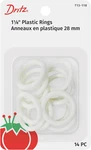 1-1/8" Plastic Rings, 14 Count, White New. Price: $33.80.