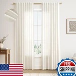 Nanspring Linen Curtains 84" L, 2 Panels Set, Rod Pocket For Living Room New. Price: $45.34.