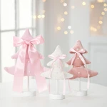 3 Pcs Mini Pink Christmas Tree Table Decor Pastel Small Tops Bow Pearl Wood New. Price: $30.43.