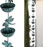 Iron Dragonfly Rain Chain For Gutters, 8.5-FEET Length, Distressed Blue New. Price: $49.14.