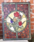 Tulip 24" Real Agate, Jade Mosaic Stained Glass Window Wall Panel River Of Goods Open. Price: $224.00.