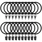 Lansian Curtain Rings With Clips, Drapery For 2''-20PACK, Black New. Price: $17.01.
