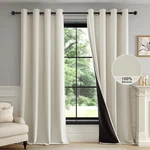Fmfunctex 100% Beige Blackout Curtains For Bedroom, Cream Weave Textured New. Price: $41.99.
