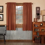 63" Curtains Burgundy Red & Khaki Tan Check Cotton With Tie Backs Lined New. Price: $67.95.
