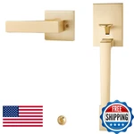 Ehomeware Front Door Handle Set Brushed Gold Satin Brass Zinc 1-3/8 To 1-3/4 35 New. Price: $88.10.