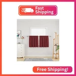 Upopo Tier Curtains Linen Textured Kitchen Window 30 Inches Long Over Sink Burgu New. Price: $21.19.