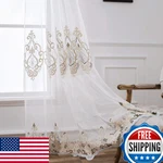 Vogol Embroidered Semi Sheer Curtains 106 Inches Long Grommet Window Treatment New. Price: $100.68.
