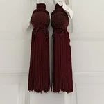 Vintage Bombay Burgundy Beaded Curtain Tiebacks Tassels 2 Pc Set New W/ Flaws. Price: $24.99.