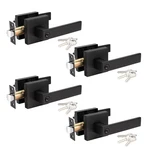 Knobwell Door Handles Lock Key 4 Pack Matte Black Levers Exterior New. Price: $103.61.