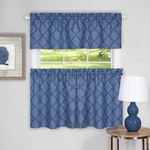 Colby 3-PIECE Printed Kitchen Curtain Set, Blue, Tiers 58X24, Swag 58X14 Inches New. Price: $29.64.