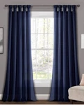 Lush Decor Burlap Knotted Tab-top Window Curtain Panel Pair, 45"W X 84 L, Navy New. Price: $39.99.