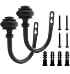 2 Pack U-shaped Wall Mounted Curtain Holdback Hooks, Round Black New Read.... Price: $11.90.