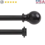 Double Curtain Rod Adjustable 66-120 Inch Matte Black Steel Drapery Hardware Set New. Price: $63.10.