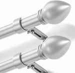 2-PACK-LLPJS Curtain Rods For Windows 16 To 76 Inches. Satin Silver W/modern Fin New. Price: $27.98.