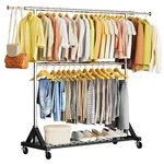 Luxspire Heavy Duty Clothes Load 600 Lbs, Double Rod Clothing Rack, Roll... New. Price: $150.38.