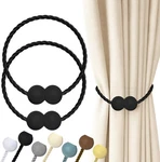 Hion Magnetic Curtain Tiebacks Black 2PCS, Buckles Holdbacks New. Price: $11.99.