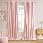Nanspring Pink 100 Blackout Linen Curtains For Bedroom 90 Inches Long Back Tab New. Price: $102.72.