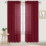 Dwcn Red Sheer Curtains Semi Transparent Voile Rod Pocket For Bedroom New. Price: $28.95.