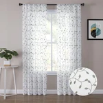 Tollpiz Leaves Sheer Sage Green Leaf Embroidery Bedroom Rod Poc New. Price: $47.57.