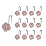 Suqiome Decorative Shower Curtain HOOKS,12PCS Gray Pink Small Flower Resin Sh... New. Price: $16.63.