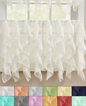 Sheer Voile Vertical Ruffle Window Kitchen Curtain 24" Tier Pair New. Price: $26.99.