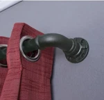 Decopolitan Industrial Wrap Around Telescoping Curtain Rod Set, 72-144", Black Open. Price: $19.99.