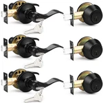 Probrico Front Door Handle Single Cylinder Deadbolt Set Black Exterior New. Price: $117.92.