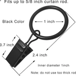 Elegant 44-PACK Black Curtain Rings With Durable Clips 1'' Id, Perfect Finish New. Price: $15.25.