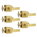 Gobrico 5 Pack Heavy Duty Gold Square Privacy Interior Door Levers Satin Brass New. Price: $157.22.