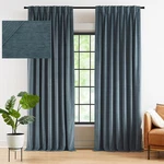 Kayne Studio Blue Soft Velvet Pinch Pleated Curtains 120 Long Room New. Price: $83.60.