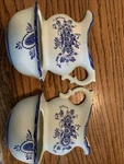 Decorama Blue Floral Plant Holder /hangers Set Pitcher Basin Vintage Wall Sconce Used. Price: $24.99.