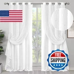 Bgment 80 Inch Curtains With Sheer Overlay For Bedroom, 52 X Pure White New. Price: $68.72.