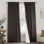 Panelsburg Dark Brown Linen Blackout Curtains 96" Long (2 Panels) W/ Back Tabs New. Price: $81.58.