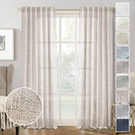 Meetbily 100" Curtains 2 Panels Rod Pocket Back Tab Light Filtering Linen New. Price: $63.20.