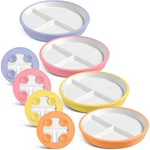 Domensi 4 Pcs 8" Porcelain Kids Plates W/ Anti-slip Silicone Sleeve Microwave New. Price: $50.27.