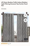 Exclusive Home Trellis Light Filtering Grommet Panels 54X96IN Black/white New. Price: $50.00.