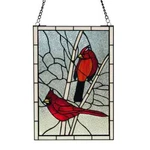 River Of Goods Stained Glass Window Panel Red Northern Cardinal Songbird Hanging New. Price: $108.77.