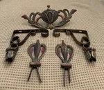 Original Antique Art Deco Cast Iron & Steel Painted Curtain Rod Drapery Brackets. Price: $50.00.