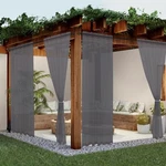 Waterproof Sheer Outdoor Curtains - 4 Panels Dark Gray Voile For Patio & Porch New. Price: $79.99.