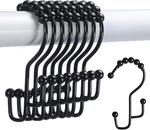 Shower Curtain Hooks, 12 Pcs Double Rings, Black New. Price: $14.76.