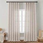 Dukiyo Semi Sheer Linen Curtains 98 Inches Long Tan Beige Farmhouse For New. Price: $73.48.